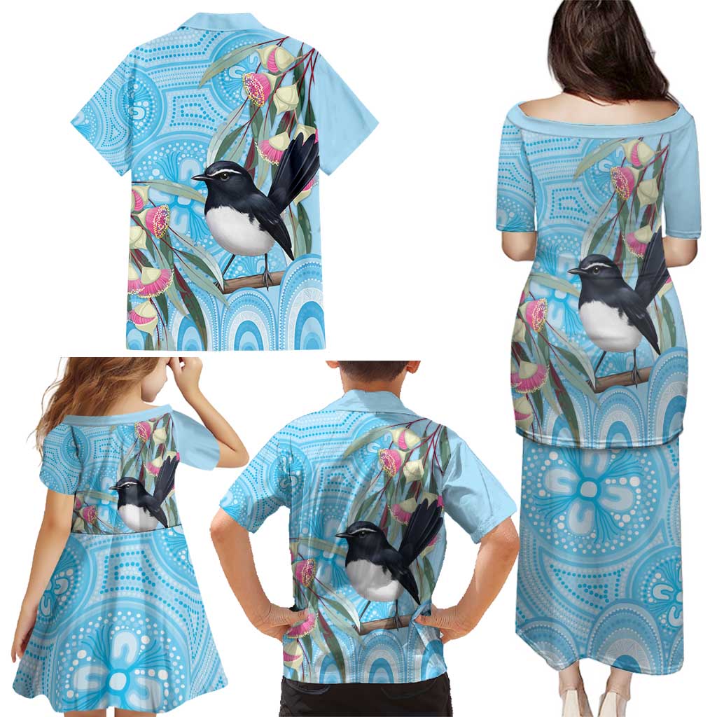 Willie wagtail Australia Family Matching Puletasi and Hawaiian Shirt Eucalyptus Blossoms Aboriginal Art - Vibe Hoodie