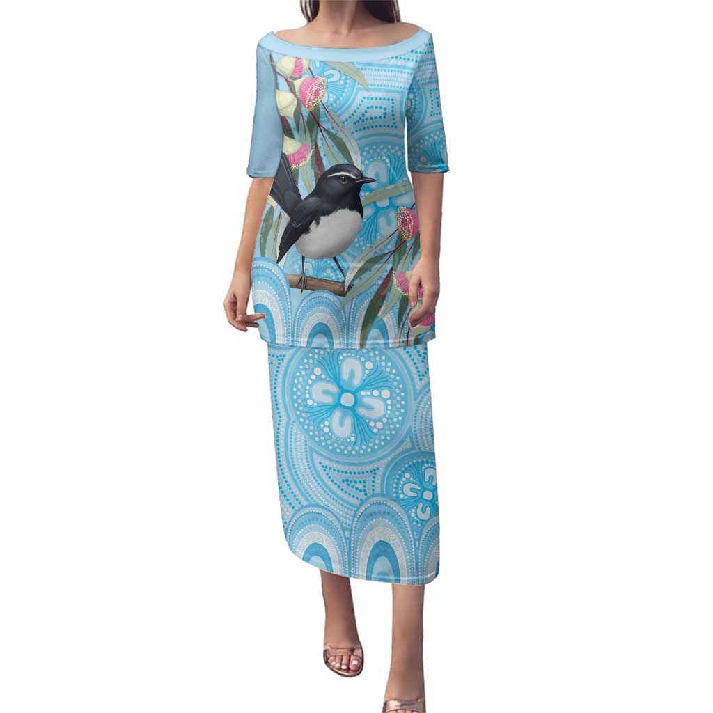 Willie wagtail Australia Family Matching Puletasi and Hawaiian Shirt Eucalyptus Blossoms Aboriginal Art - Vibe Hoodie