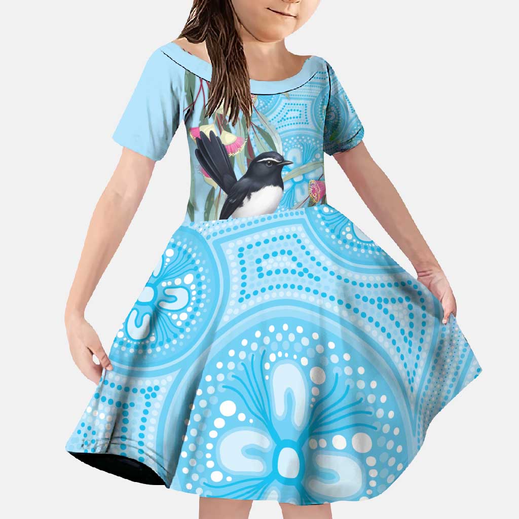 Willie wagtail Australia Family Matching Summer Maxi Dress and Hawaiian Shirt Eucalyptus Blossoms Aboriginal Art - Vibe Hoodie