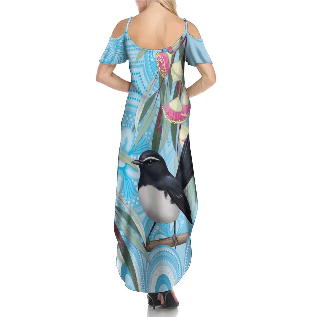 Willie wagtail Australia Family Matching Summer Maxi Dress and Hawaiian Shirt Eucalyptus Blossoms Aboriginal Art - Vibe Hoodie