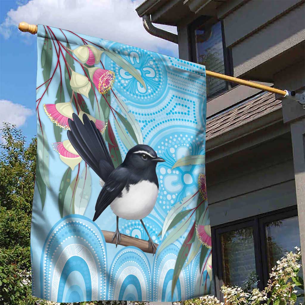 Willie wagtail Australia Garden Flag Eucalyptus Blossoms Aboriginal Art - Vibe Hoodie