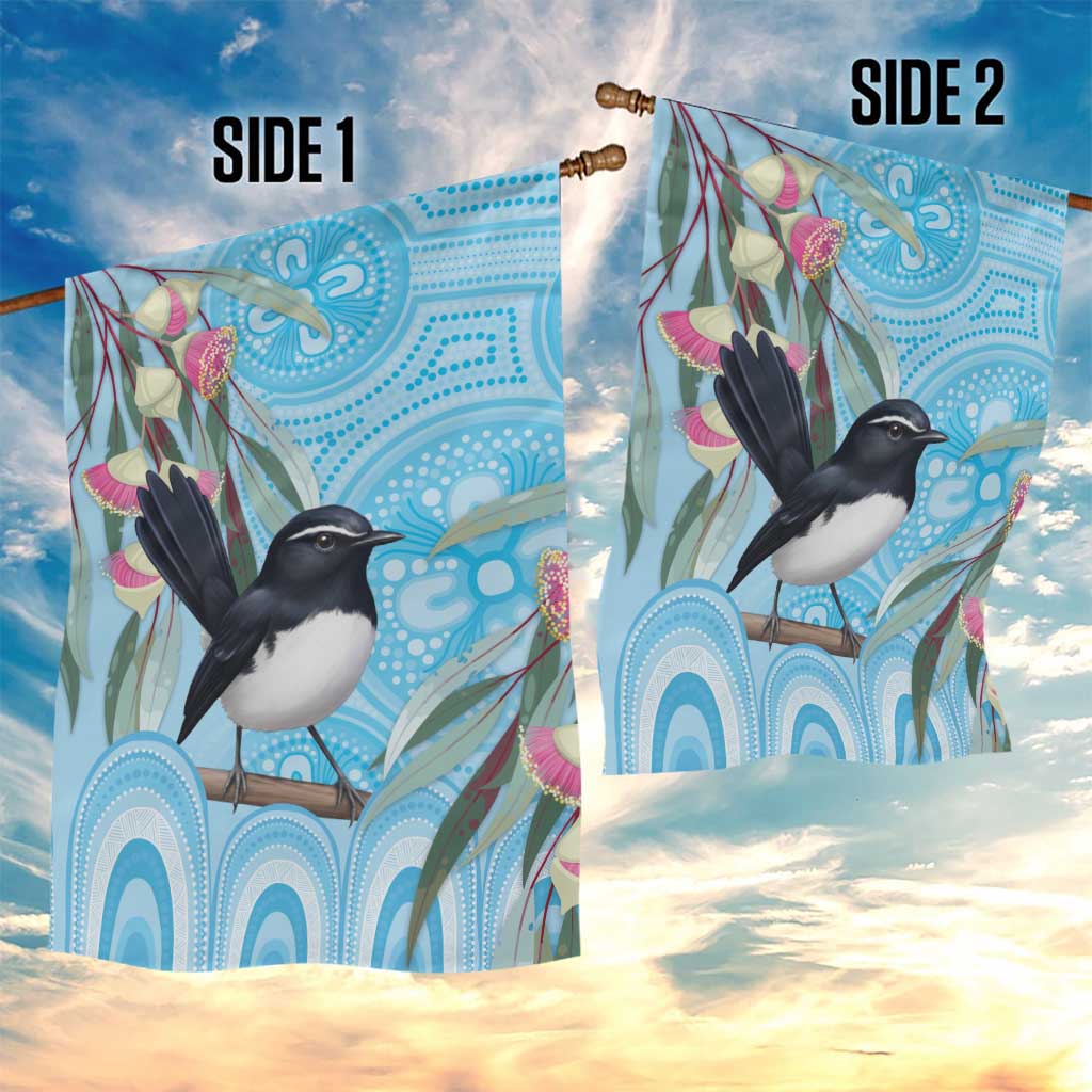 Willie wagtail Australia Garden Flag Eucalyptus Blossoms Aboriginal Art - Vibe Hoodie