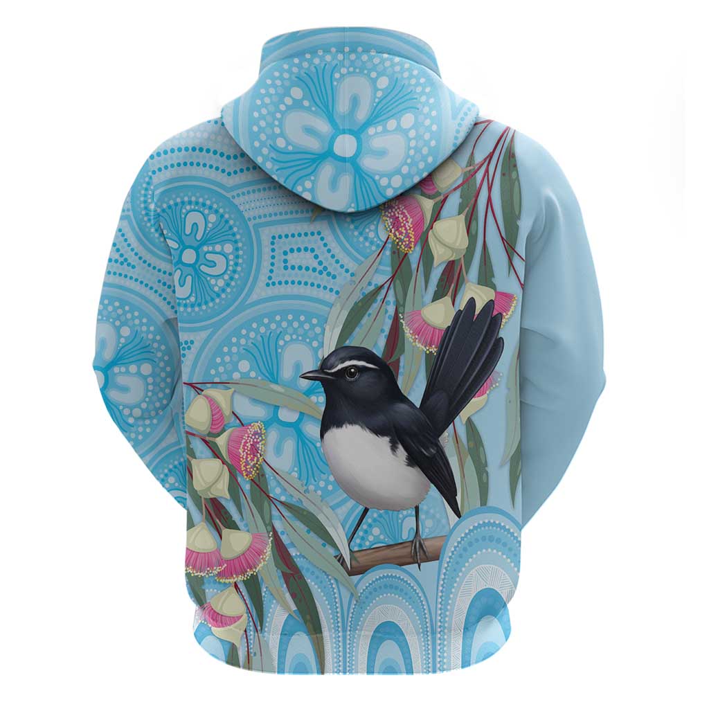 Willie wagtail Australia Hoodie Eucalyptus Blossoms Aboriginal Art - Vibe Hoodie