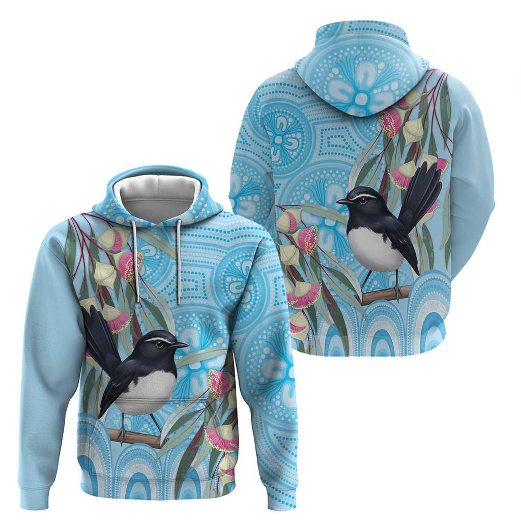 Willie wagtail Australia Hoodie Eucalyptus Blossoms Aboriginal Art - Vibe Hoodie