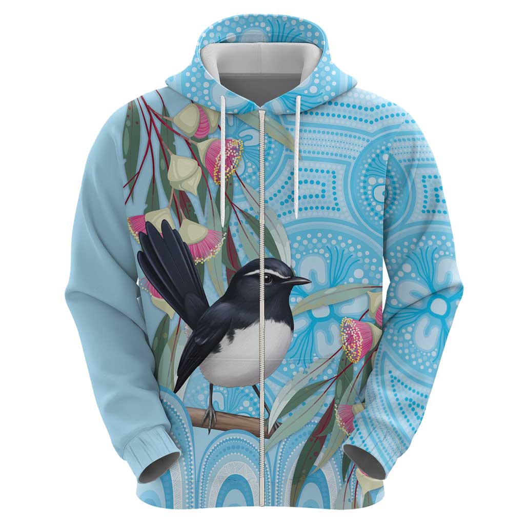 Willie wagtail Australia Hoodie Eucalyptus Blossoms Aboriginal Art - Vibe Hoodie