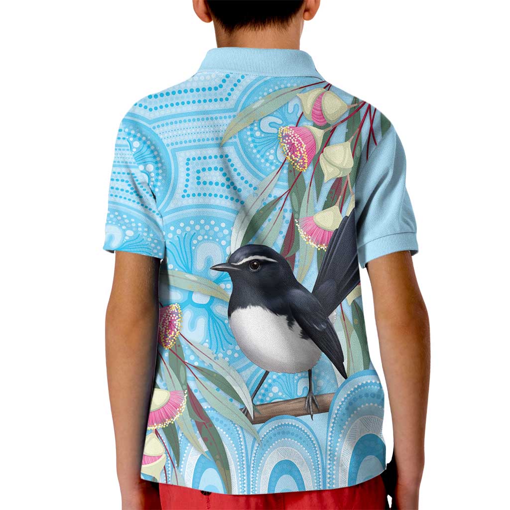 Willie wagtail Australia Kid Polo Shirt Eucalyptus Blossoms Aboriginal Art - Vibe Hoodie