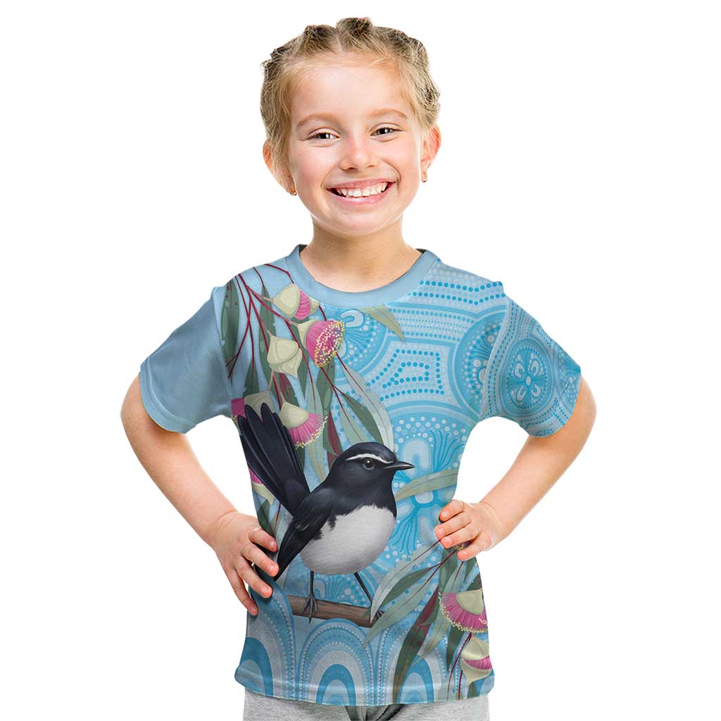 Willie wagtail Australia Kid T Shirt Eucalyptus Blossoms Aboriginal Art - Vibe Hoodie