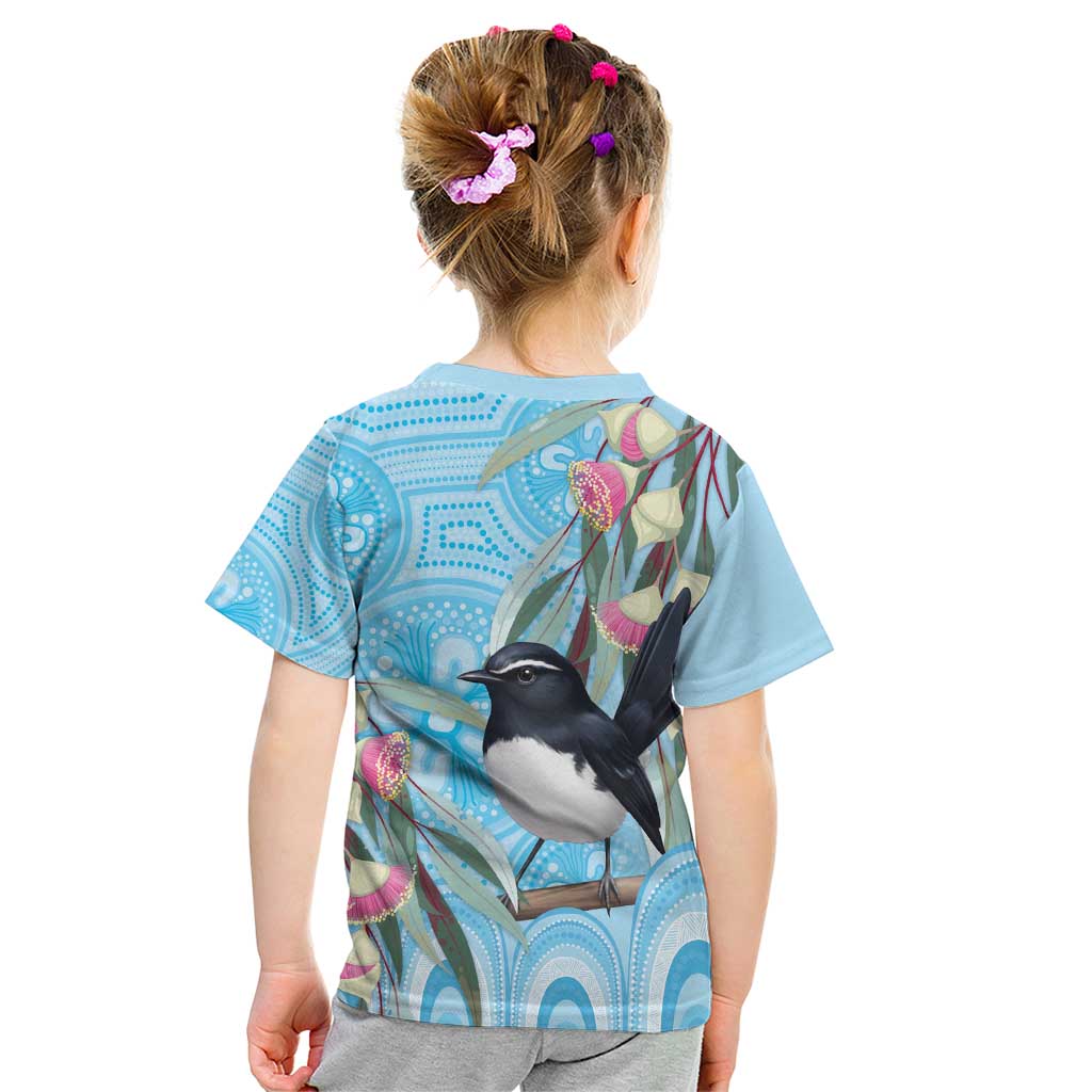Willie wagtail Australia Kid T Shirt Eucalyptus Blossoms Aboriginal Art - Vibe Hoodie