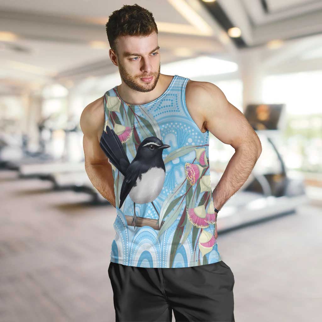Willie wagtail Australia Men Tank Top Eucalyptus Blossoms Aboriginal Art - Vibe Hoodie