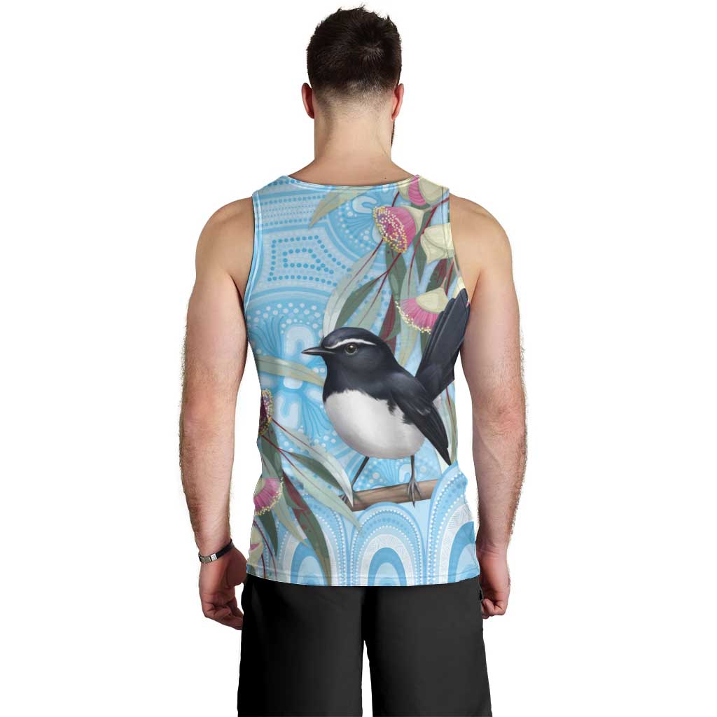 Willie wagtail Australia Men Tank Top Eucalyptus Blossoms Aboriginal Art - Vibe Hoodie
