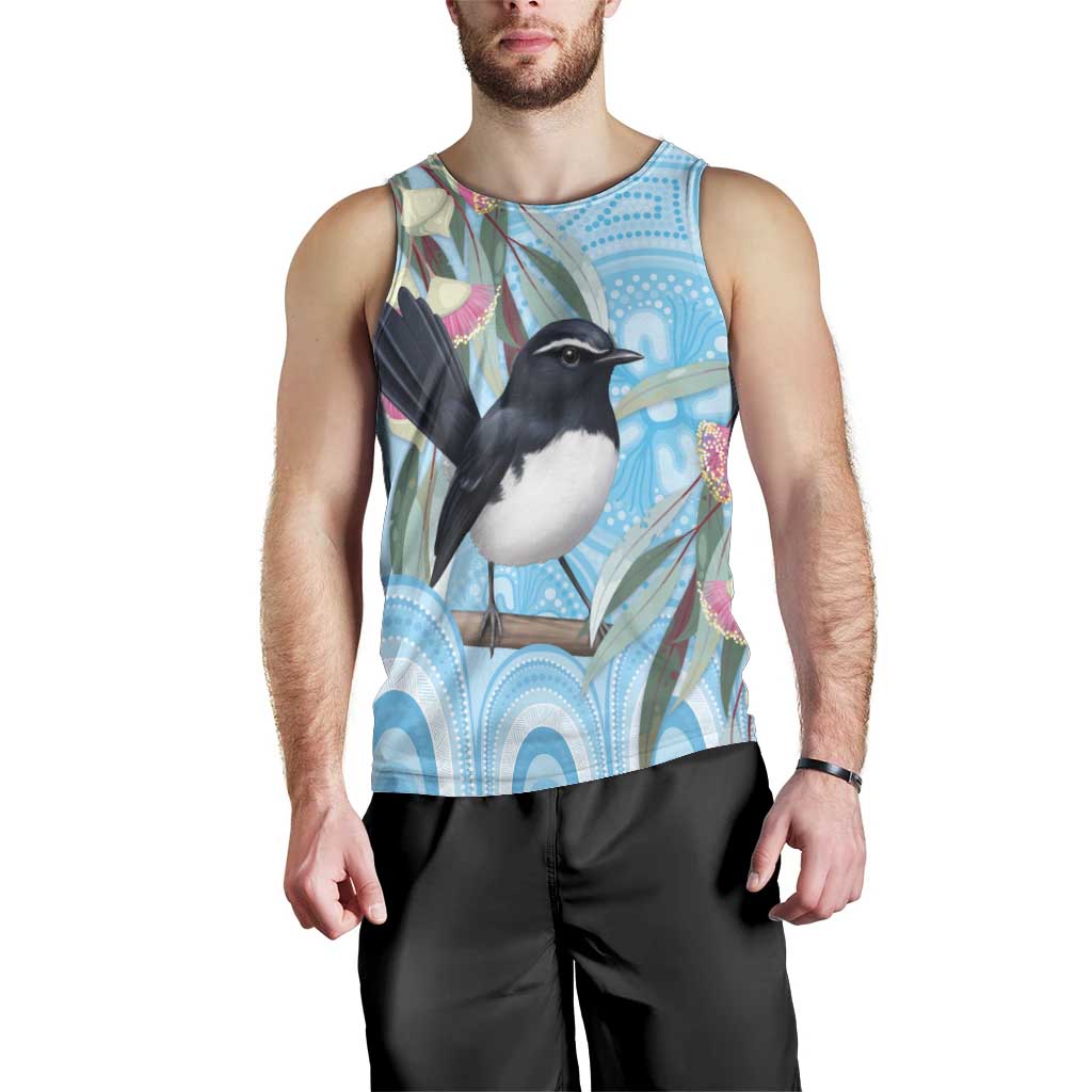 Willie wagtail Australia Men Tank Top Eucalyptus Blossoms Aboriginal Art - Vibe Hoodie