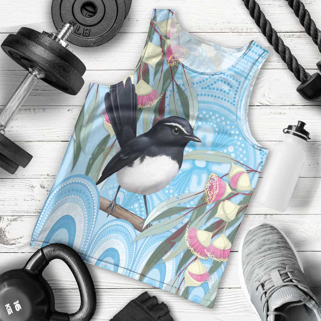 Willie wagtail Australia Men Tank Top Eucalyptus Blossoms Aboriginal Art - Vibe Hoodie