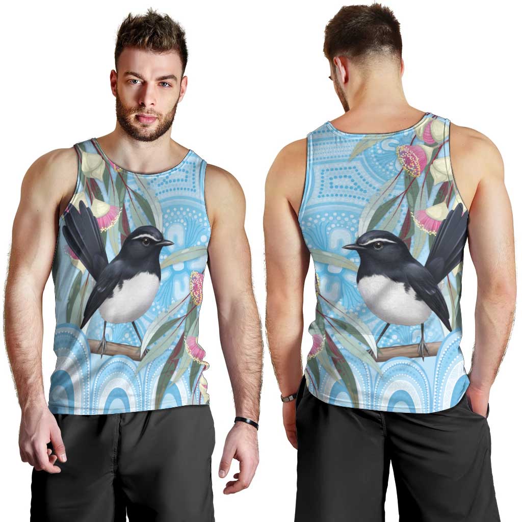 Willie wagtail Australia Men Tank Top Eucalyptus Blossoms Aboriginal Art - Vibe Hoodie