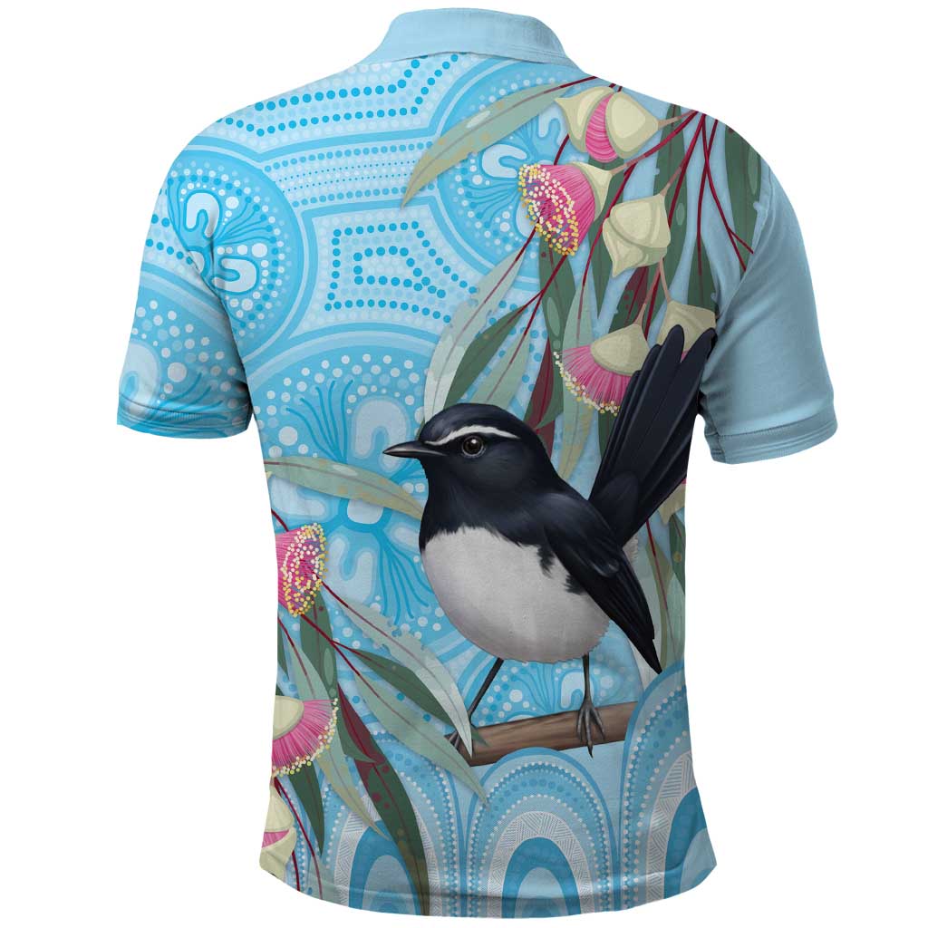 Willie wagtail Australia Polo Shirt Eucalyptus Blossoms Aboriginal Art - Vibe Hoodie