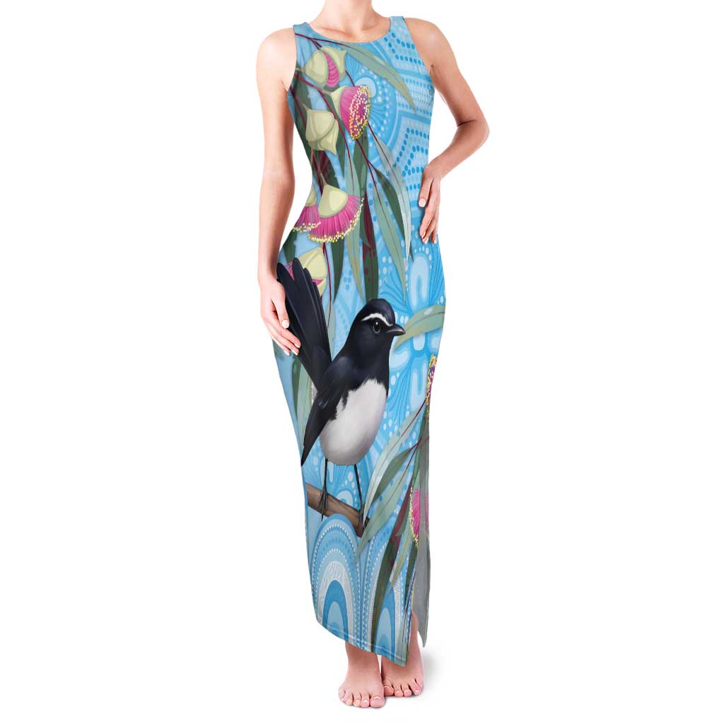 Willie wagtail Australia Tank Maxi Dress Eucalyptus Blossoms Aboriginal Art - Vibe Hoodie