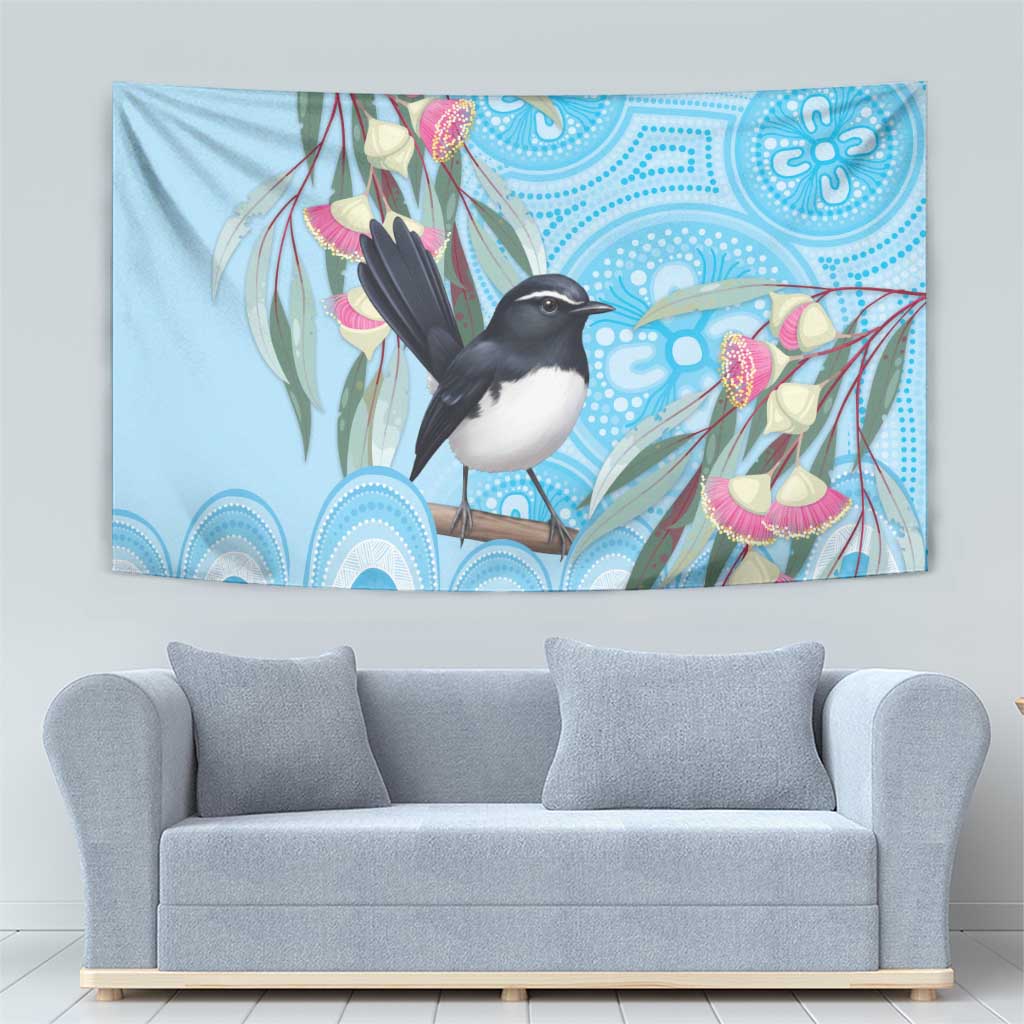 Willie wagtail Australia Tapestry Eucalyptus Blossoms Aboriginal Art - Vibe Hoodie
