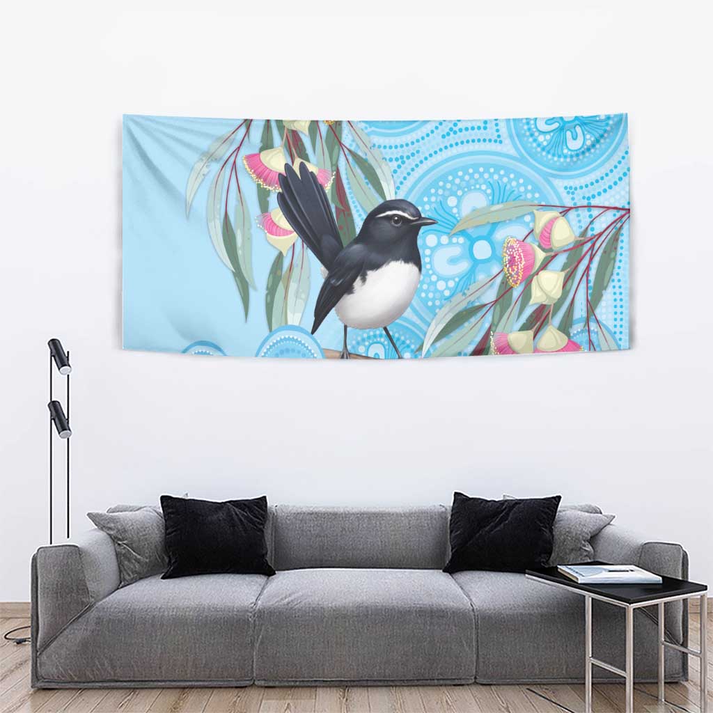 Willie wagtail Australia Tapestry Eucalyptus Blossoms Aboriginal Art - Vibe Hoodie