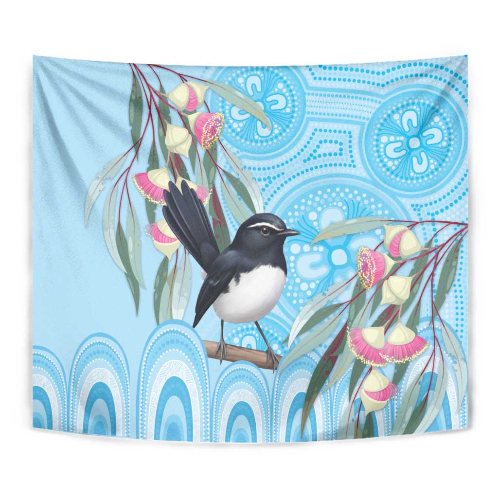 Willie wagtail Australia Tapestry Eucalyptus Blossoms Aboriginal Art - Vibe Hoodie