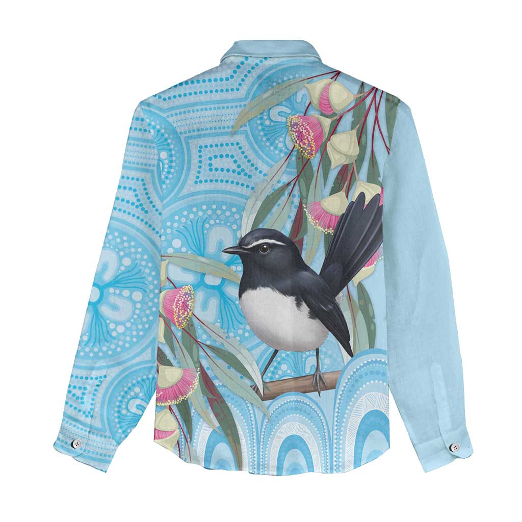 Willie wagtail Australia Women Casual Shirt Eucalyptus Blossoms Aboriginal Art - Vibe Hoodie