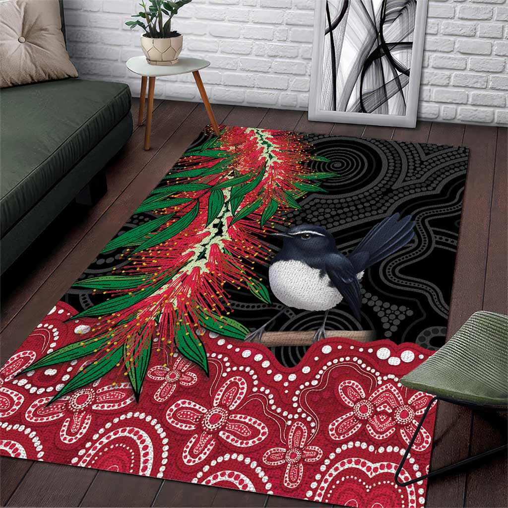 Willie wagtail Australia Area Rug Aussie Bottlebrushes Aboriginal Art - Vibe Hoodie