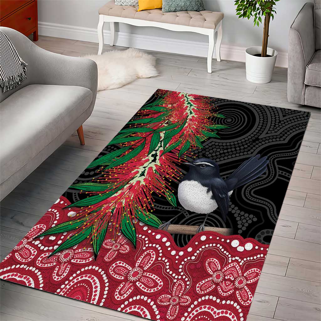 Willie wagtail Australia Area Rug Aussie Bottlebrushes Aboriginal Art - Vibe Hoodie
