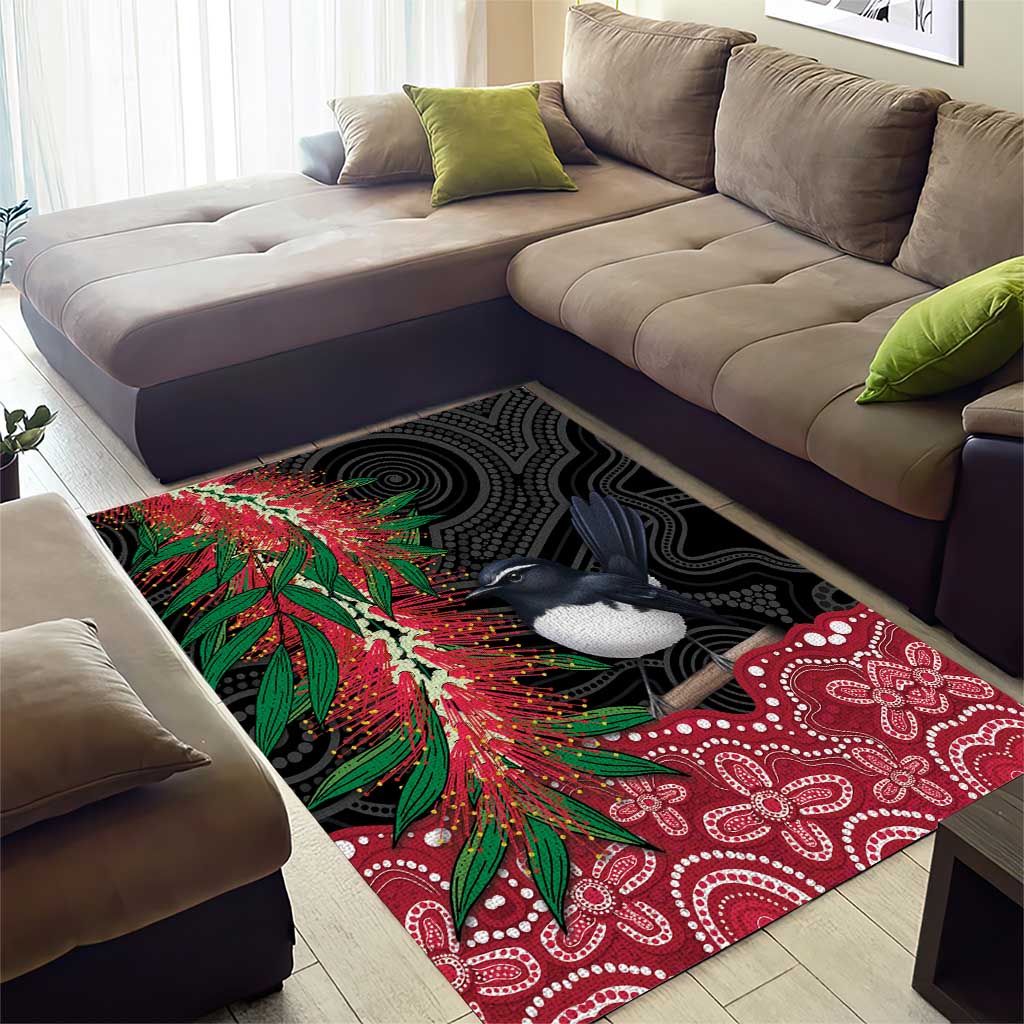 Willie wagtail Australia Area Rug Aussie Bottlebrushes Aboriginal Art - Vibe Hoodie