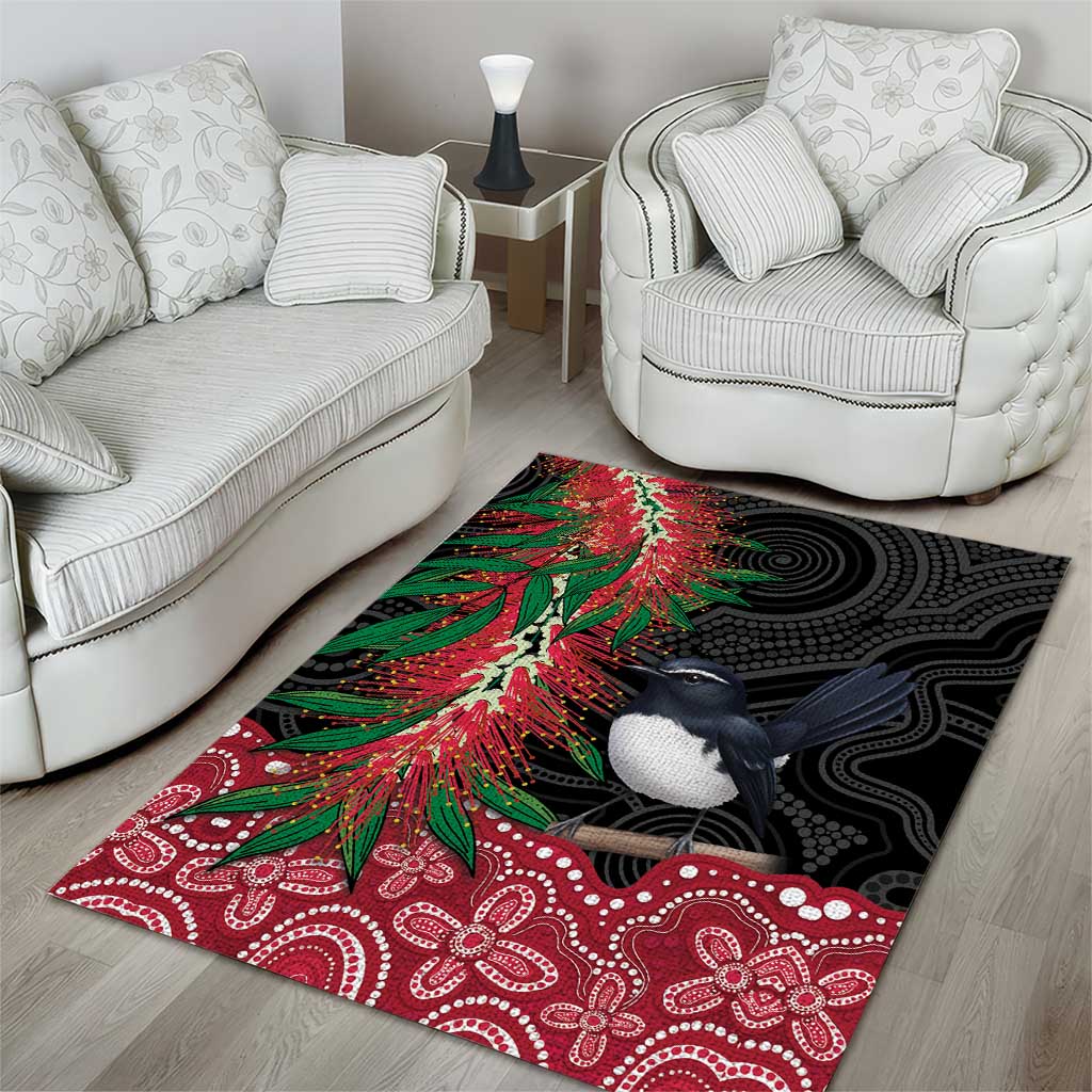 Willie wagtail Australia Area Rug Aussie Bottlebrushes Aboriginal Art - Vibe Hoodie