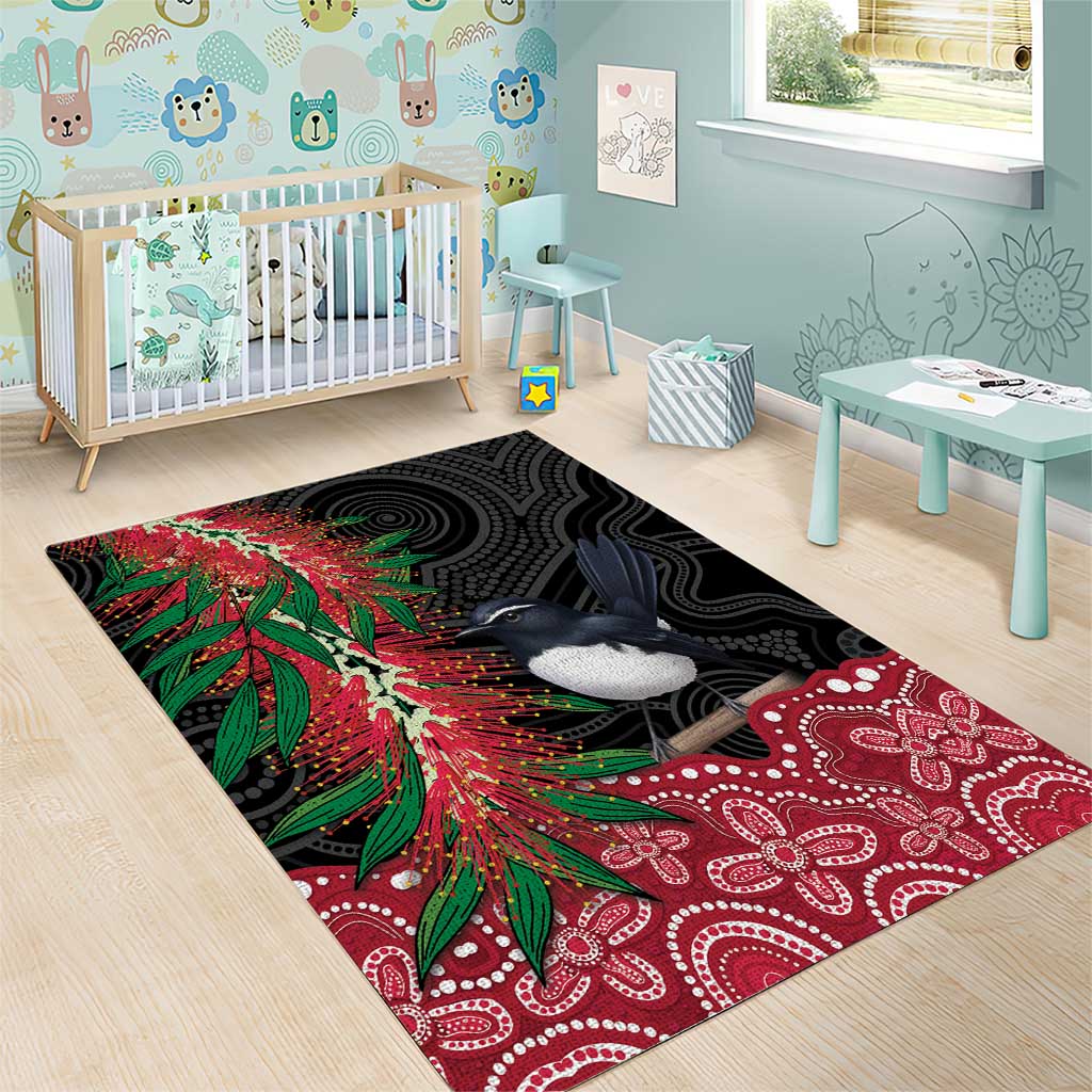 Willie wagtail Australia Area Rug Aussie Bottlebrushes Aboriginal Art - Vibe Hoodie