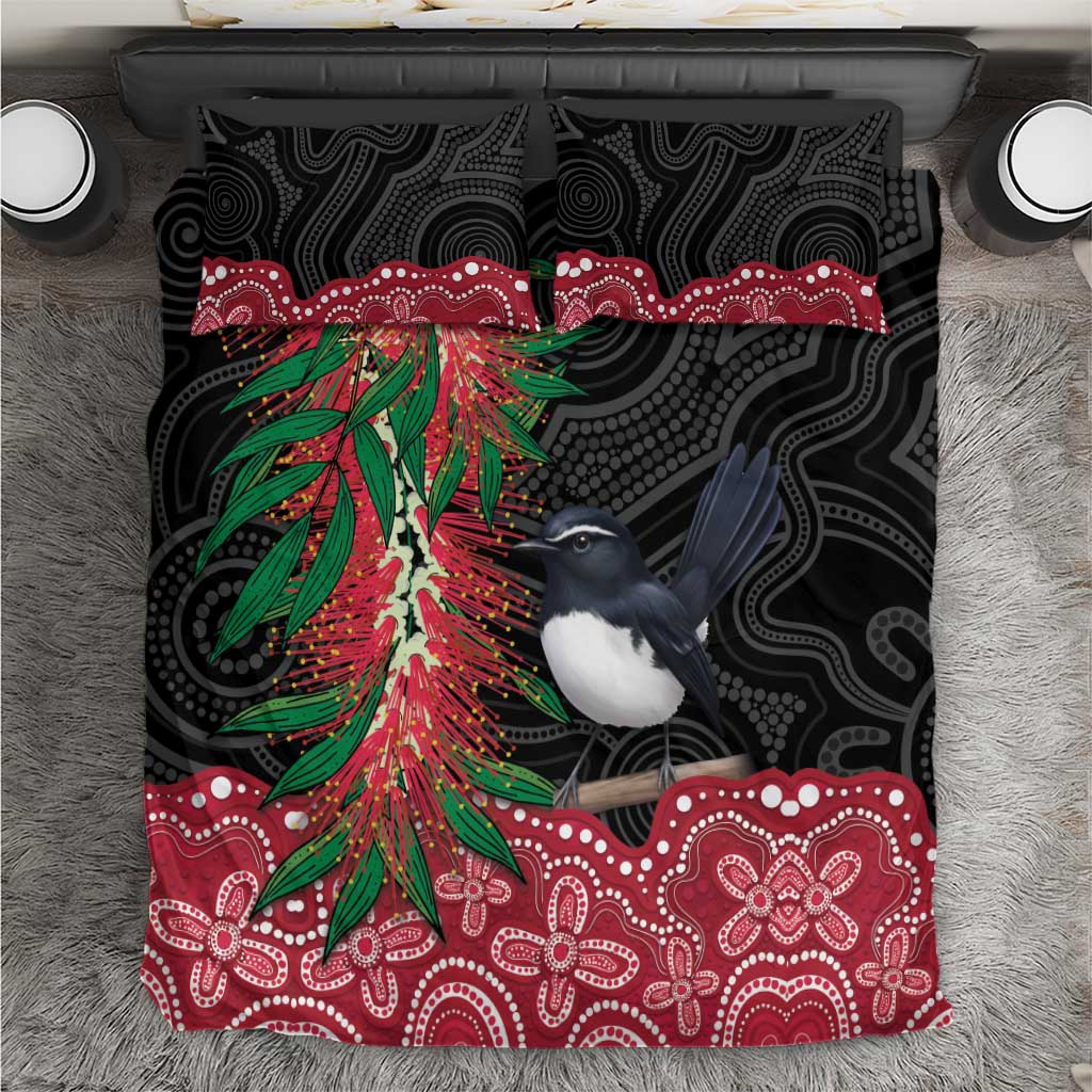 Willie wagtail Australia Bedding Set Aussie Bottlebrushes Aboriginal Art - Vibe Hoodie