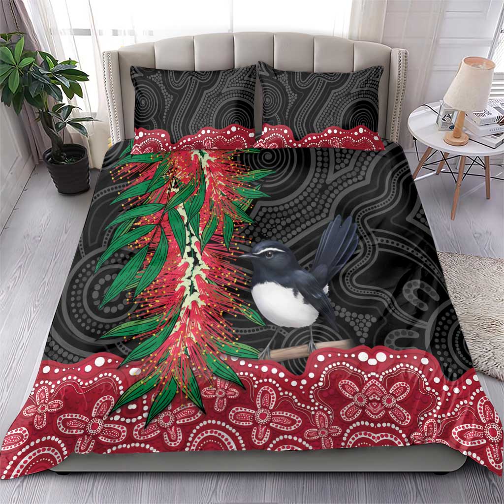 Willie wagtail Australia Bedding Set Aussie Bottlebrushes Aboriginal Art - Vibe Hoodie