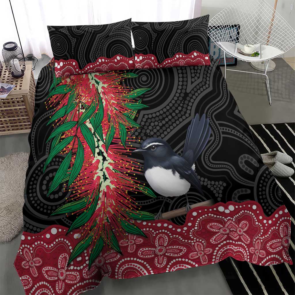 Willie wagtail Australia Bedding Set Aussie Bottlebrushes Aboriginal Art - Vibe Hoodie