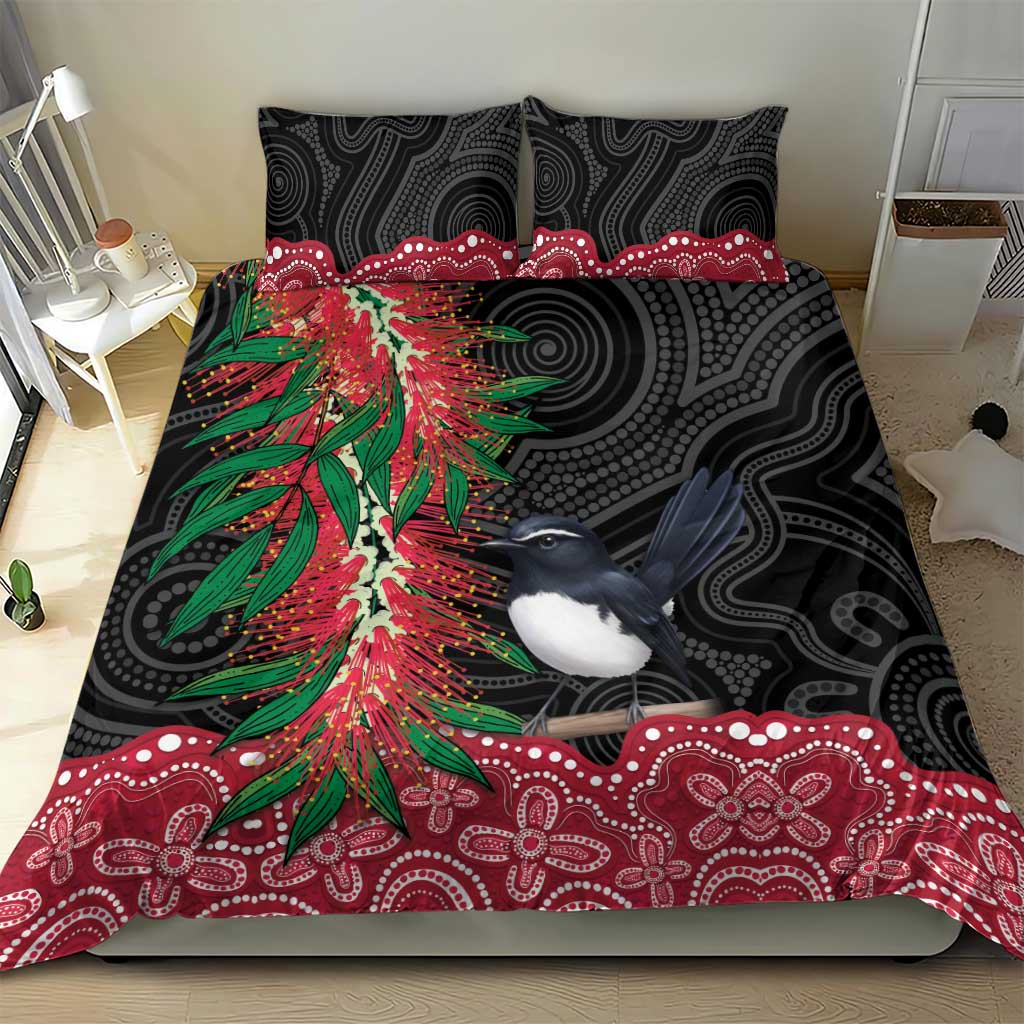 Willie wagtail Australia Bedding Set Aussie Bottlebrushes Aboriginal Art - Vibe Hoodie