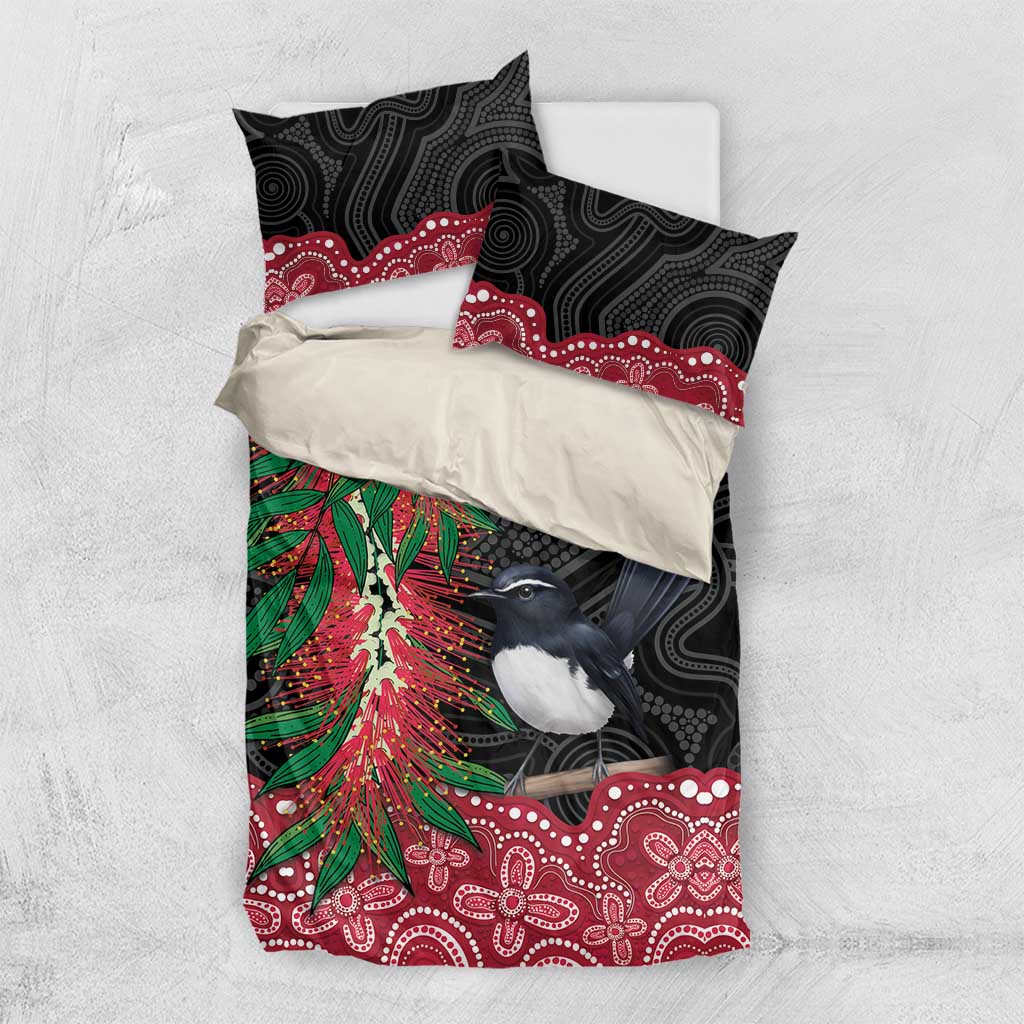 Willie wagtail Australia Bedding Set Aussie Bottlebrushes Aboriginal Art - Vibe Hoodie