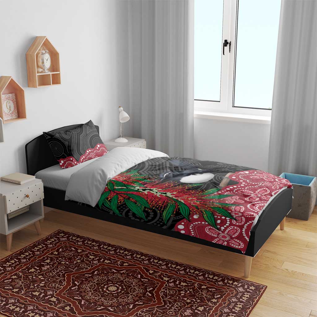 Willie wagtail Australia Bedding Set Aussie Bottlebrushes Aboriginal Art - Vibe Hoodie