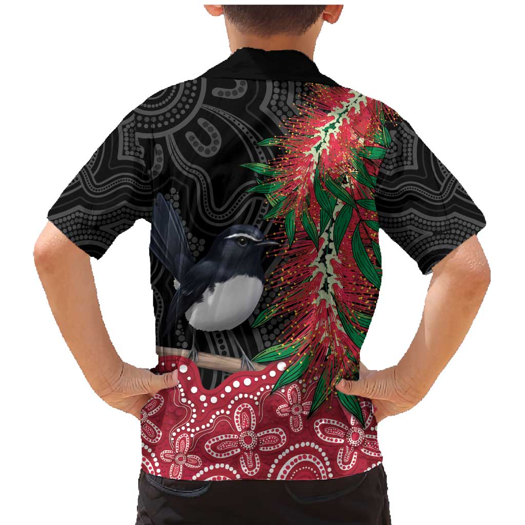 Willie wagtail Australia Family Matching Mermaid Dress and Hawaiian Shirt Aussie Bottlebrushes Aboriginal Art - Vibe Hoodie