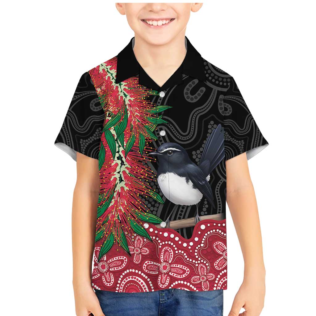 Willie wagtail Australia Family Matching Mermaid Dress and Hawaiian Shirt Aussie Bottlebrushes Aboriginal Art - Vibe Hoodie