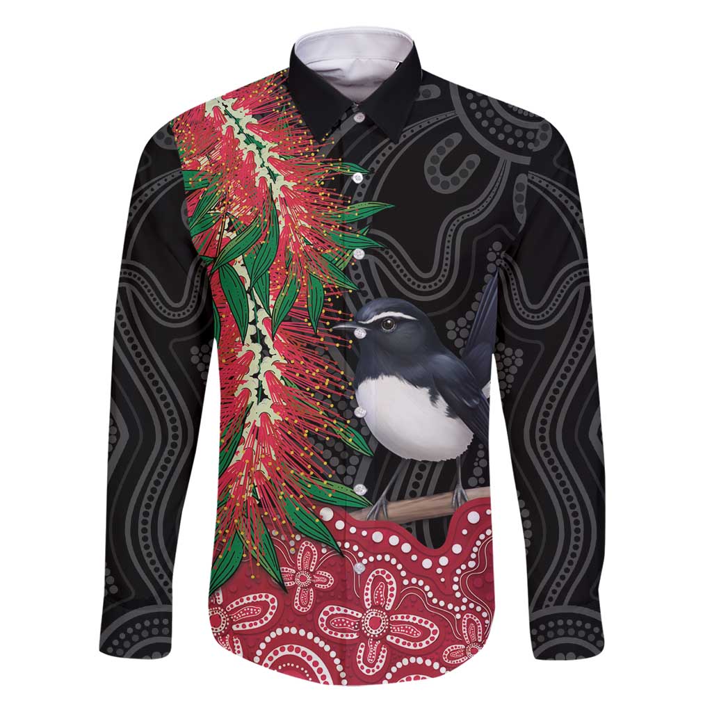 Willie wagtail Australia Family Matching Off Shoulder Short Dress and Hawaiian Shirt Aussie Bottlebrushes Aboriginal Art - Vibe Hoodie