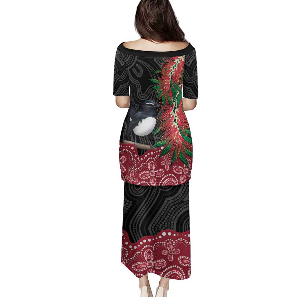 Willie wagtail Australia Family Matching Puletasi and Hawaiian Shirt Aussie Bottlebrushes Aboriginal Art - Vibe Hoodie