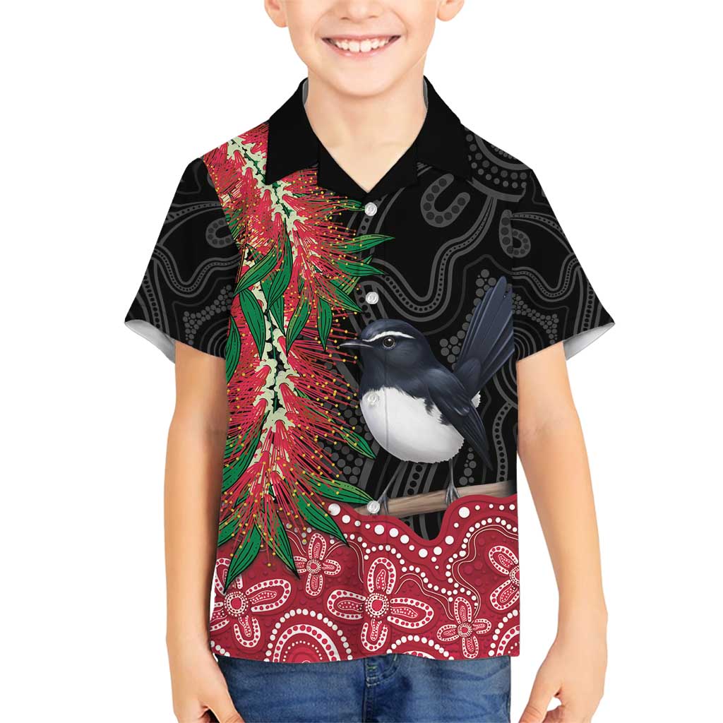 Willie wagtail Australia Family Matching Tank Maxi Dress and Hawaiian Shirt Aussie Bottlebrushes Aboriginal Art - Vibe Hoodie