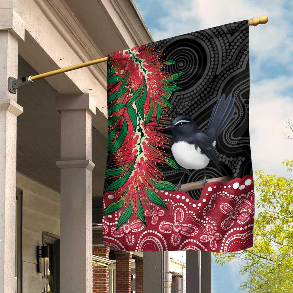 Willie wagtail Australia Garden Flag Aussie Bottlebrushes Aboriginal Art - Vibe Hoodie