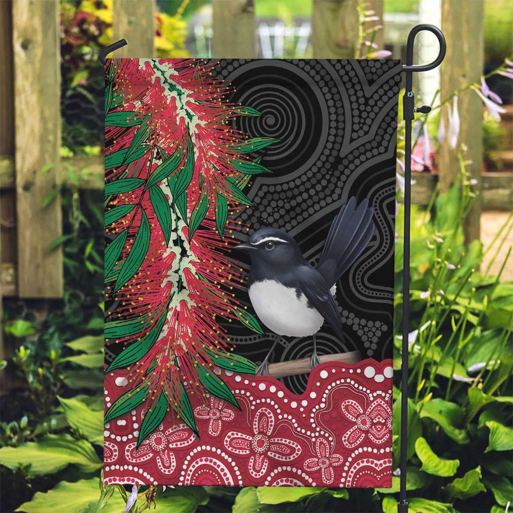 Willie wagtail Australia Garden Flag Aussie Bottlebrushes Aboriginal Art - Vibe Hoodie