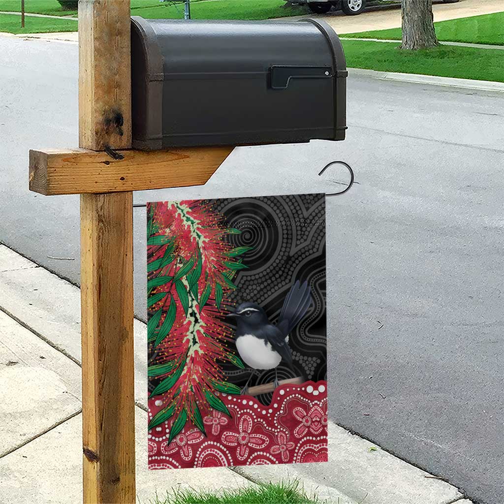 Willie wagtail Australia Garden Flag Aussie Bottlebrushes Aboriginal Art - Vibe Hoodie