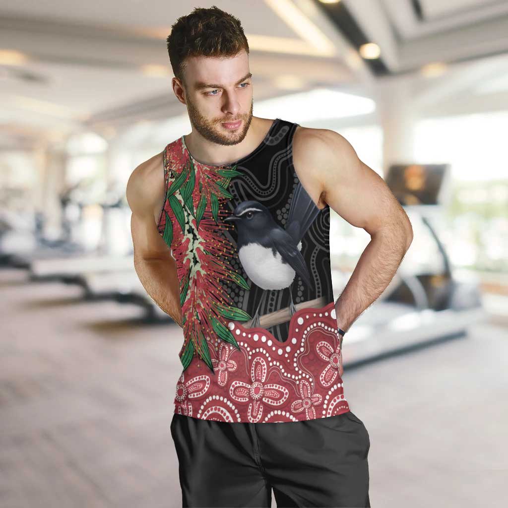 Willie wagtail Australia Men Tank Top Aussie Bottlebrushes Aboriginal Art - Vibe Hoodie