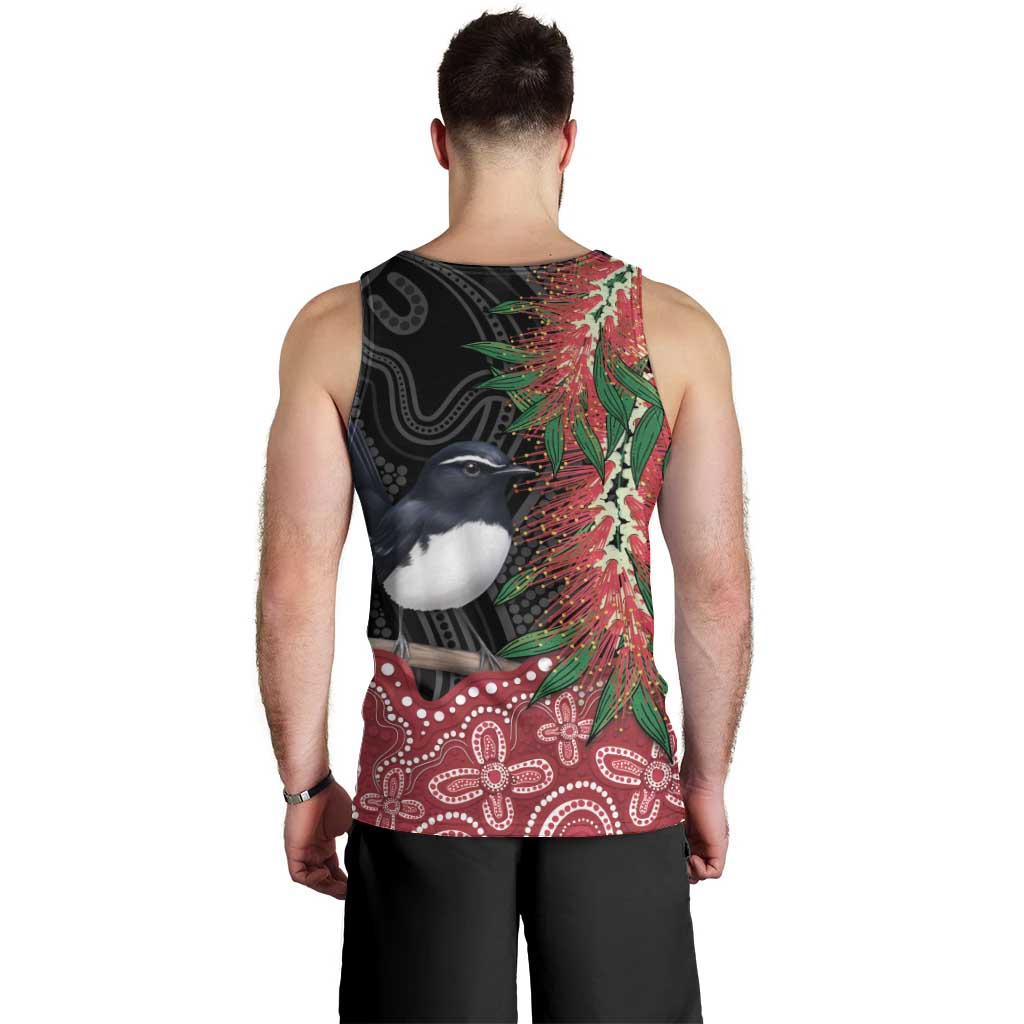 Willie wagtail Australia Men Tank Top Aussie Bottlebrushes Aboriginal Art - Vibe Hoodie
