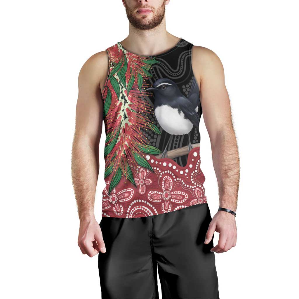 Willie wagtail Australia Men Tank Top Aussie Bottlebrushes Aboriginal Art - Vibe Hoodie