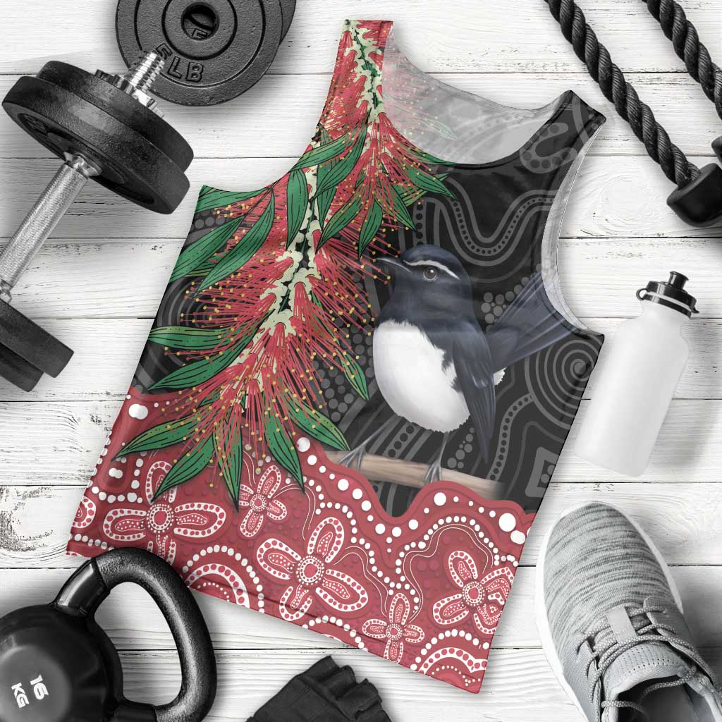 Willie wagtail Australia Men Tank Top Aussie Bottlebrushes Aboriginal Art - Vibe Hoodie