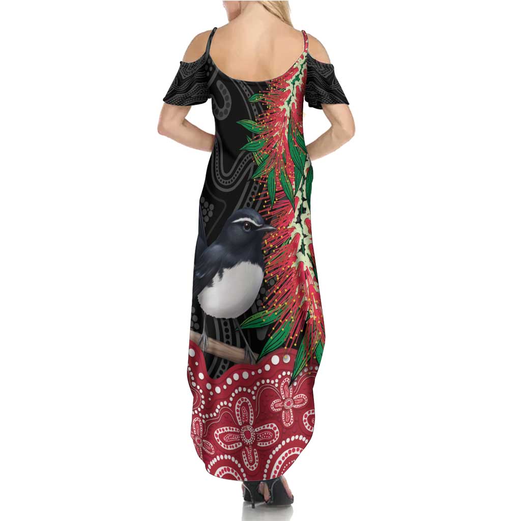 Willie wagtail Australia Summer Maxi Dress Aussie Bottlebrushes Aboriginal Art - Vibe Hoodie