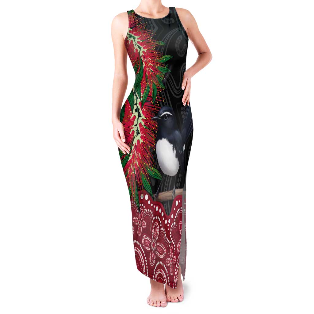 Willie wagtail Australia Tank Maxi Dress Aussie Bottlebrushes Aboriginal Art - Vibe Hoodie