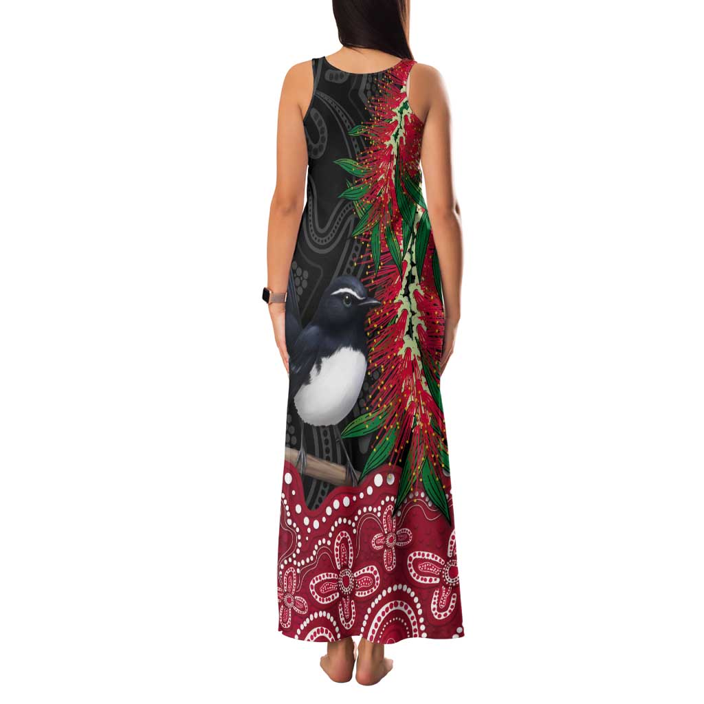 Willie wagtail Australia Tank Maxi Dress Aussie Bottlebrushes Aboriginal Art - Vibe Hoodie