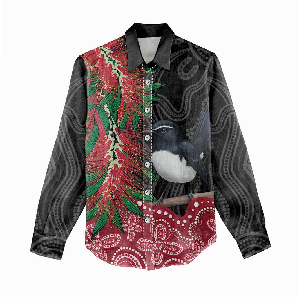 Willie wagtail Australia Women Casual Shirt Aussie Bottlebrushes Aboriginal Art - Vibe Hoodie